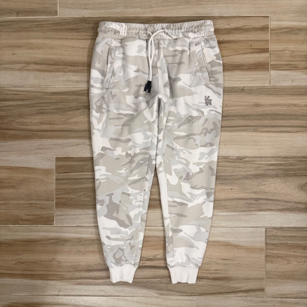 YoungLA Mens Camo Jogger Sweatpants White Grey Camouflage Size Large